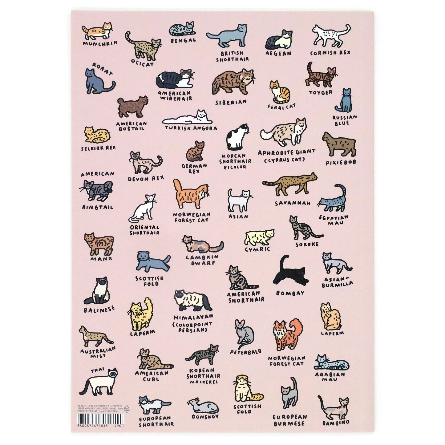cats note back, A5 note, note, cat dictionary