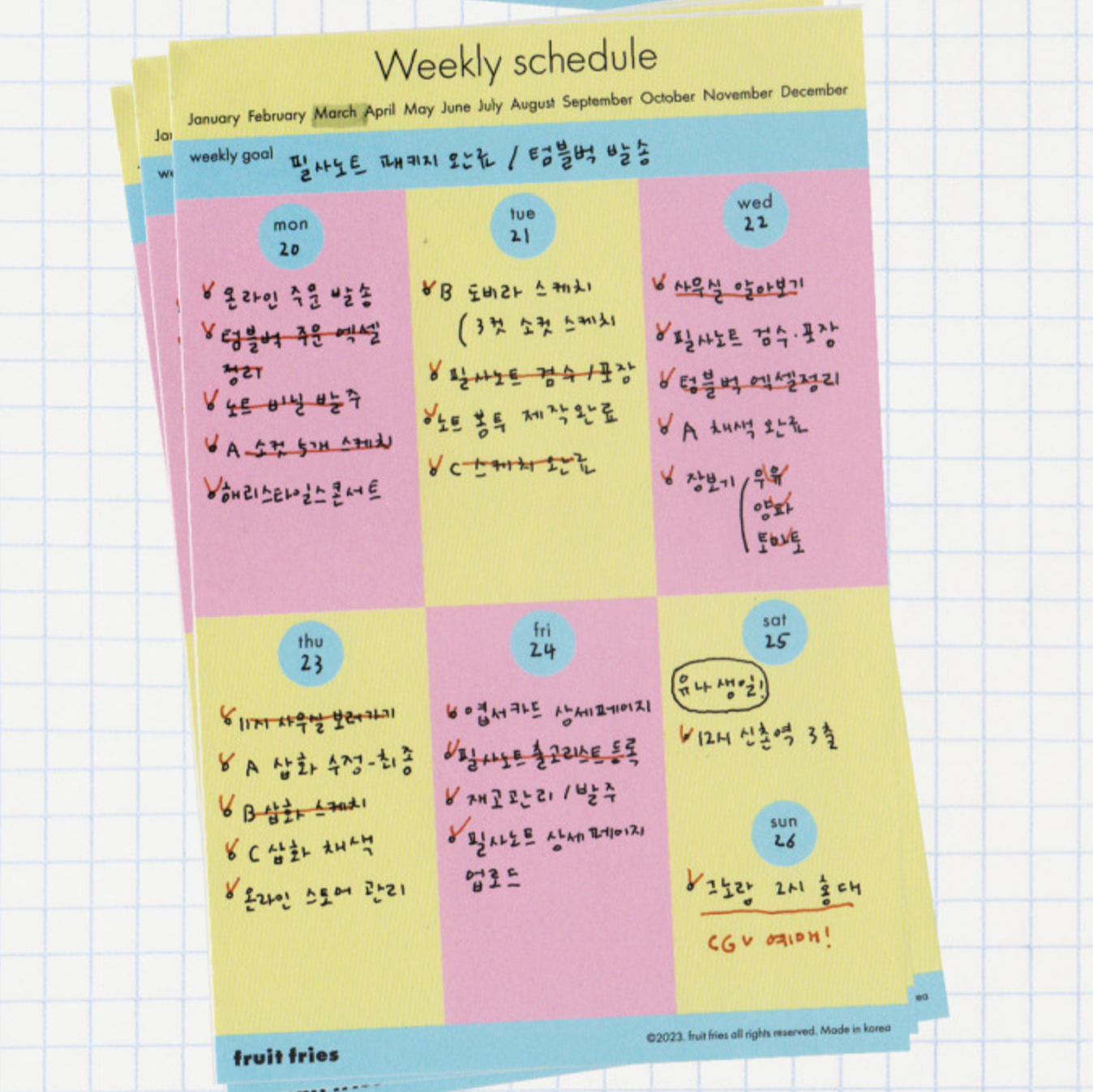 Weekly Schedule Memo Pad