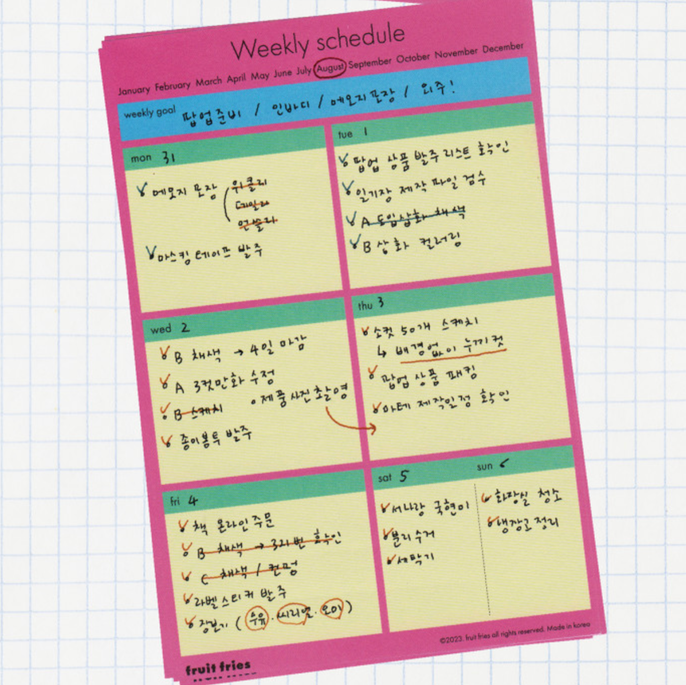 Weekly Schedule Memo Pad