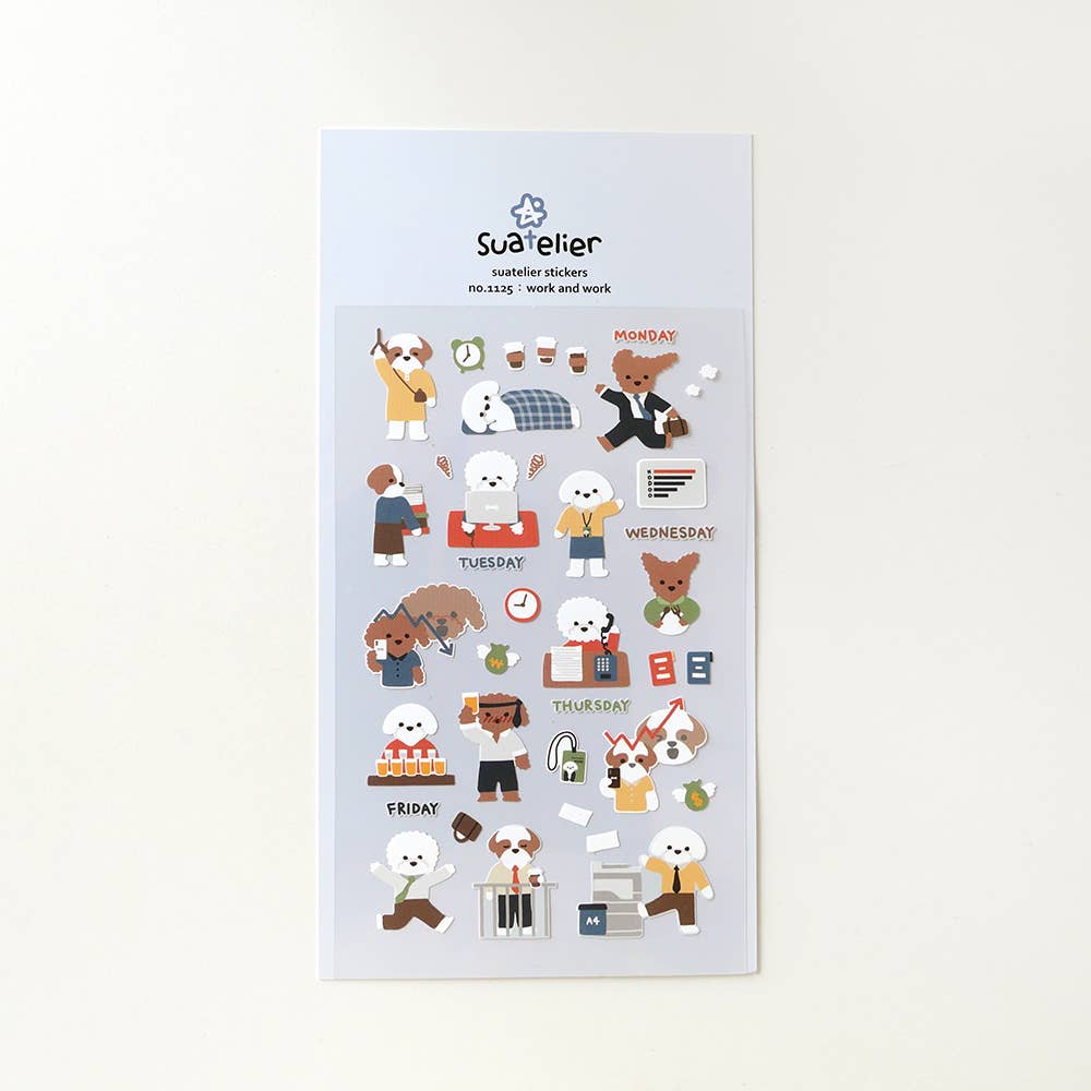 sticker, korean stationery, work image, dog