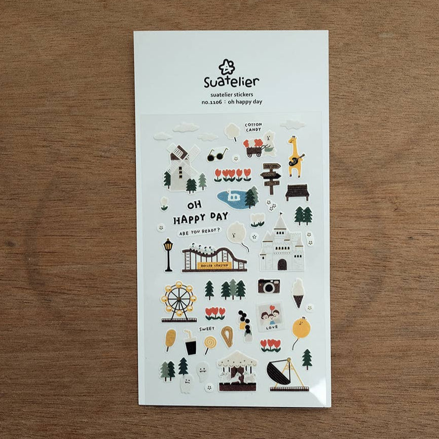 sticker, korean stationery, happy