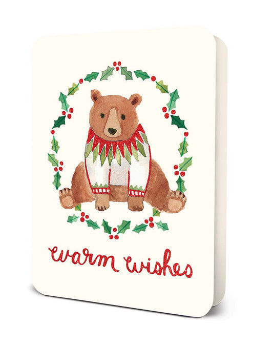 Holiday Bear in a Sweater Deluxe Greeting Card