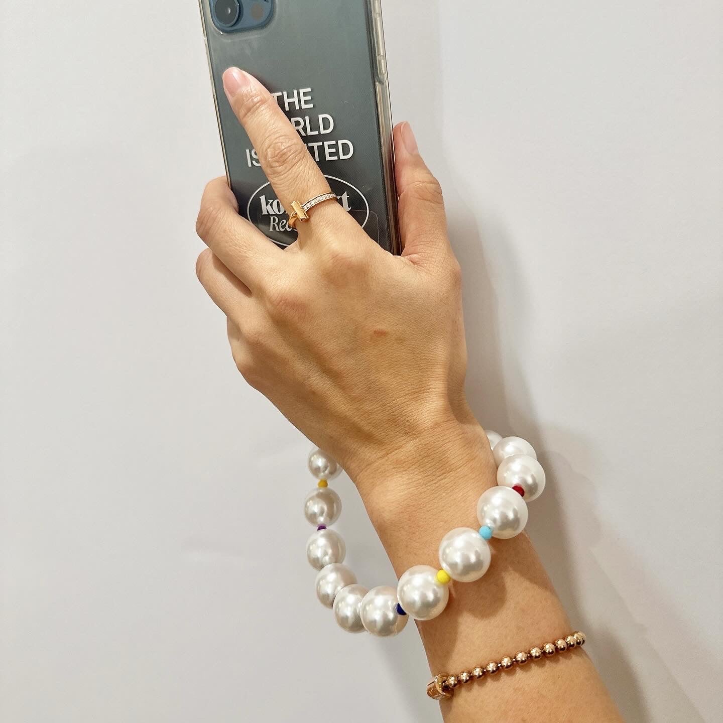 Phone Accessory - Pearl with color beads Phone Strap