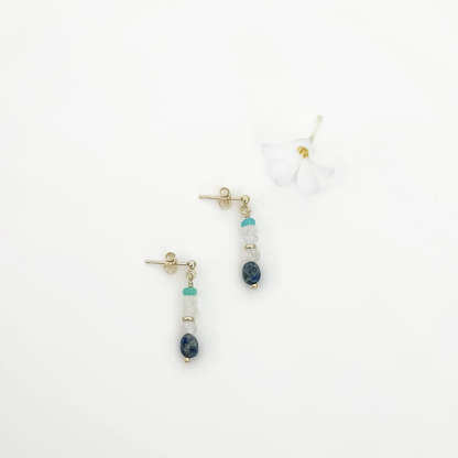 Earring - E. moonstone blue aventurine