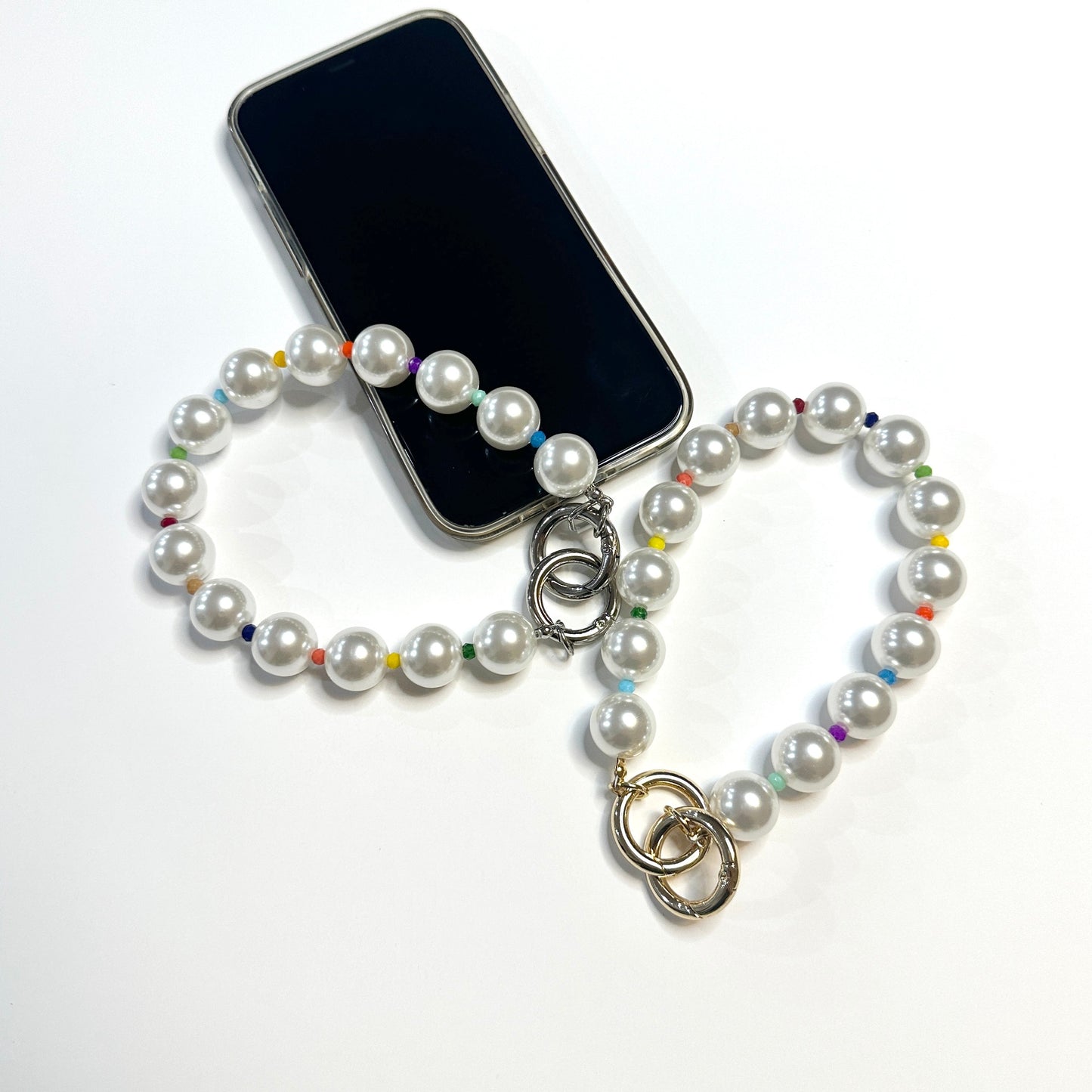 Phone Accessory - Pearl with color beads Phone Strap