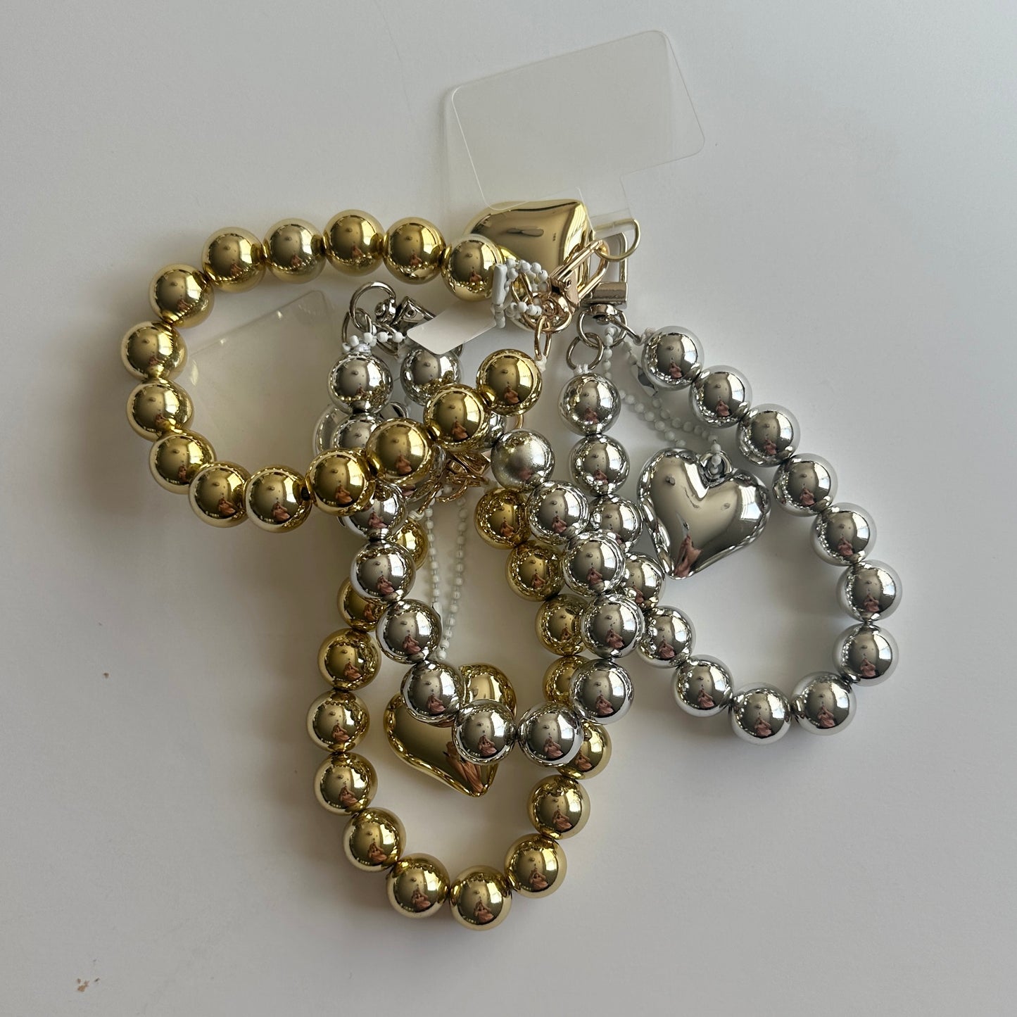 Phone Strap - Silver or Gold Phone Strap with heart