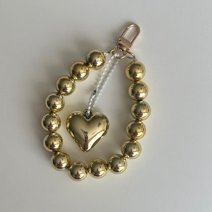 Phone Strap - Silver or Gold Phone Strap with heart