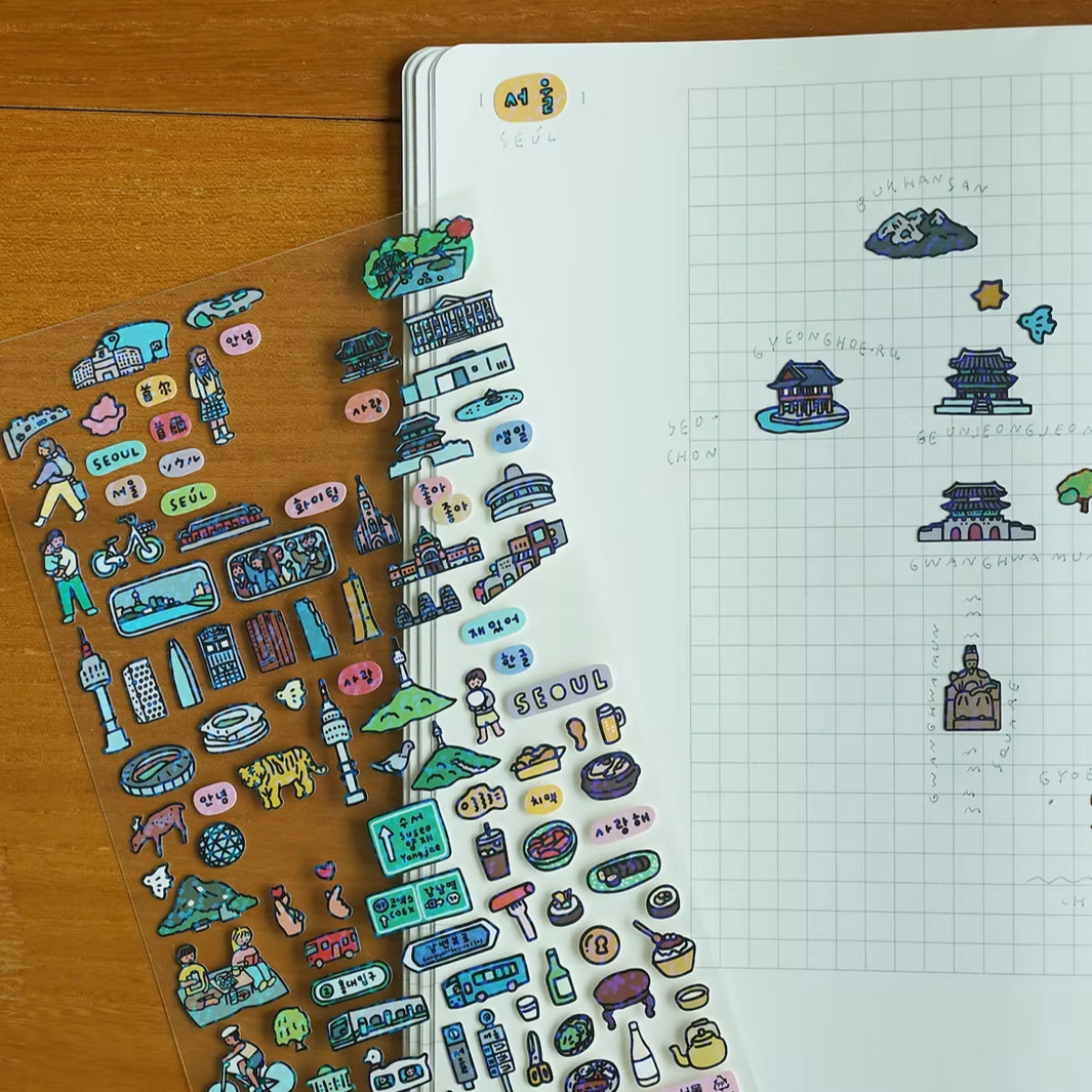 korean stationery, sticker, seoul sticker, 