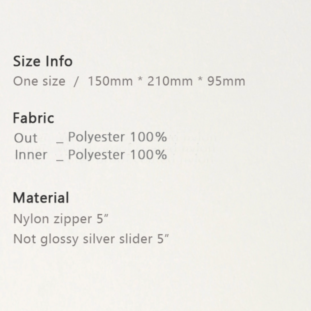 Product details including size, fabric, and material on a gray background