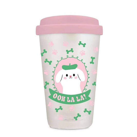 Ooh La La Pooch Glass Tumbler with Silicone Lid