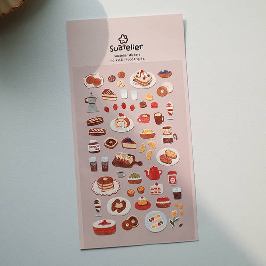 sticker, korean stationery, dessert sticker, cake, coffee