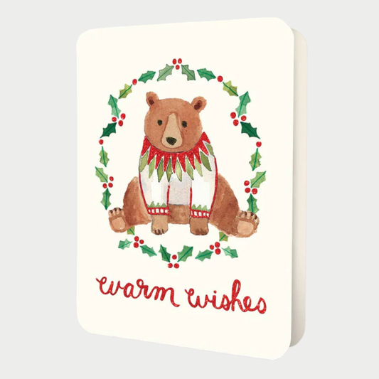 Holiday Bear in a Sweater Deluxe Greeting Card